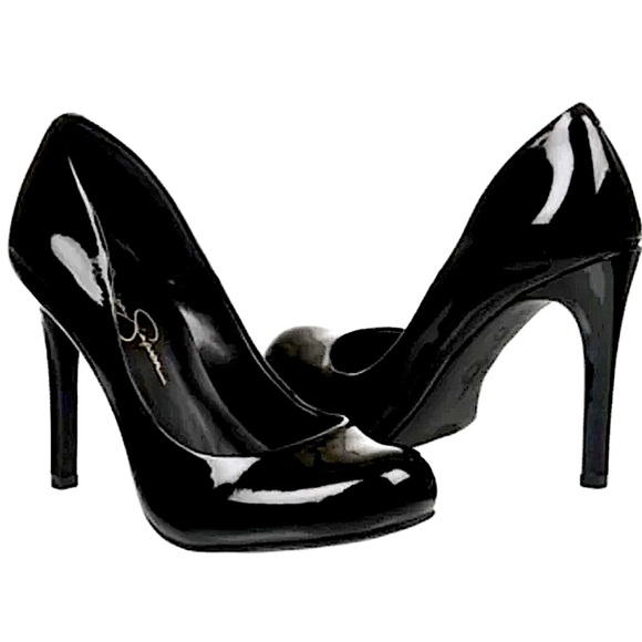 Jessica Simpson Black Patent Calie Round Toe Pump, Women's Size 5.5 - Picture 2 of 16